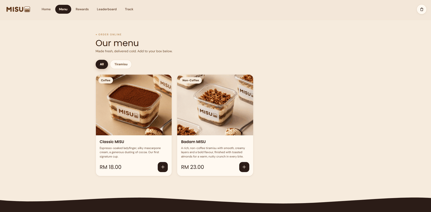 Ordering catalogue: Category · product · price · add